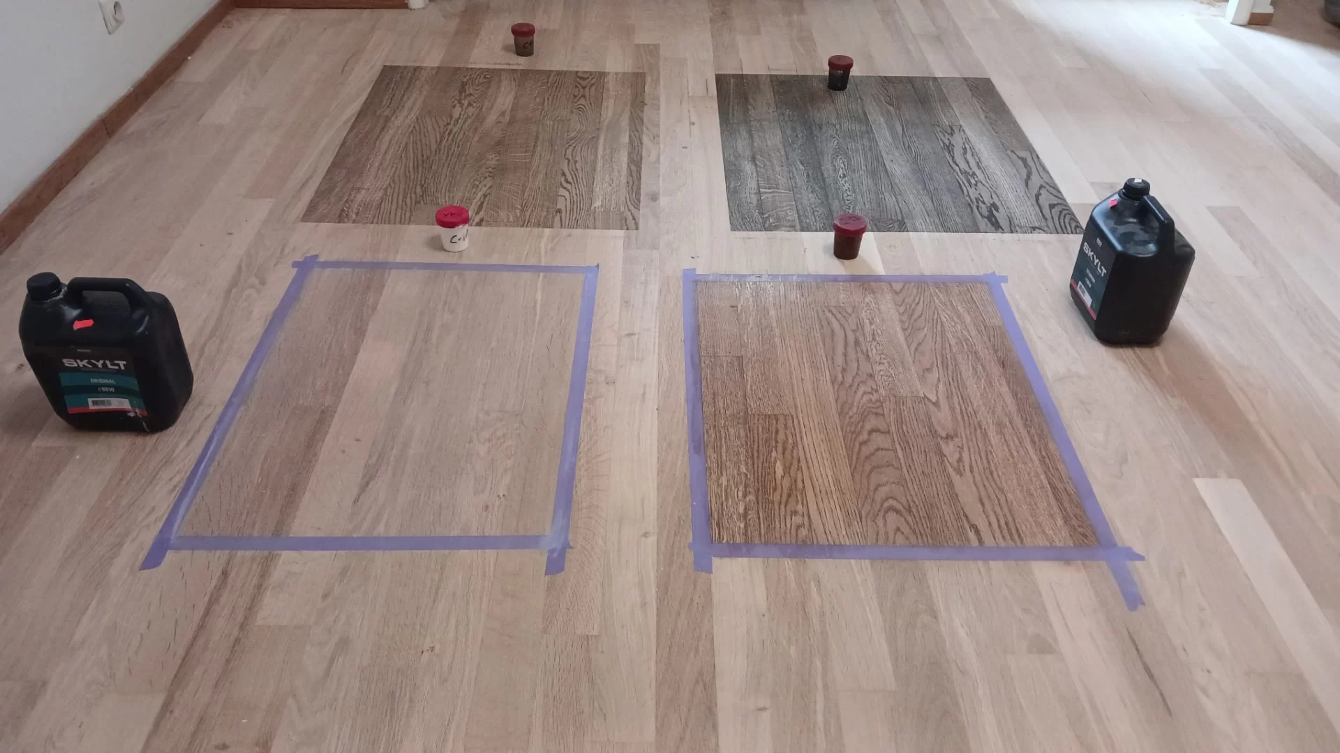 Kleurstalen zetten opschuren parket